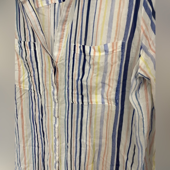 Cloth & Stone Anthropologie Women's Long Sleeve Button Up Shirt Blue Stripe M - Picture 2 of 5
